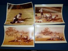 Four Photographs of reenactment of scene from David Shepherd painting.