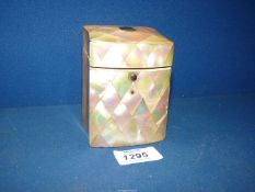 A pretty mother of pearl decorated Playing Card Box with green lining to interior,