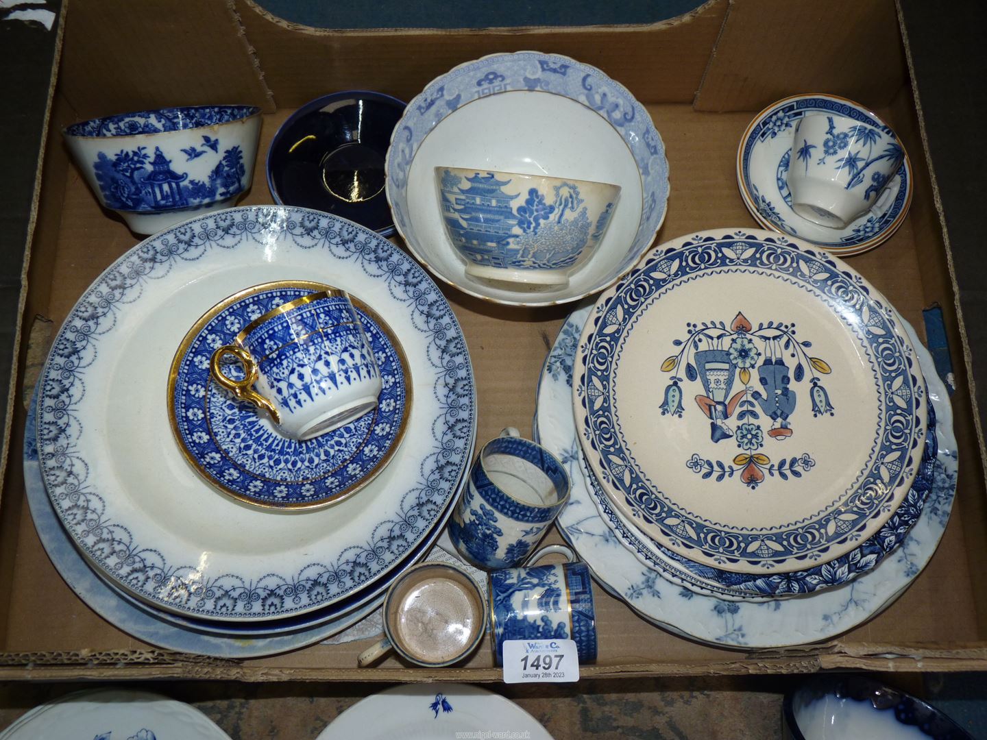 A quantity of blue and white china including Old Chelsea, Myotts, Staffordshire, Booth's : plates, - Image 2 of 2