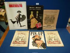A quantity of Erte Art Deco posters, plus a pin-up book, Punch comic, etc.