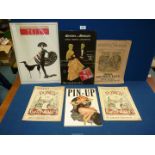 A quantity of Erte Art Deco posters, plus a pin-up book, Punch comic, etc.