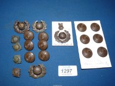 A Royal Marine officers bronzed badge and crown, collar dogs, pips and buttons, etc,