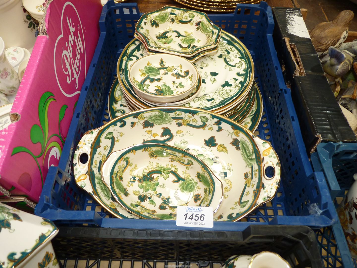 A quantity of Masons Chartreuse china to include; miscellaneous plates, serving dishes,