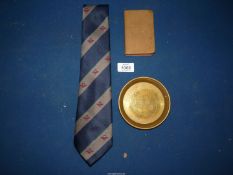 A Royal Tank Regiment pin dish, an Active Service 1916 Testament, Regimental Tie, etc.