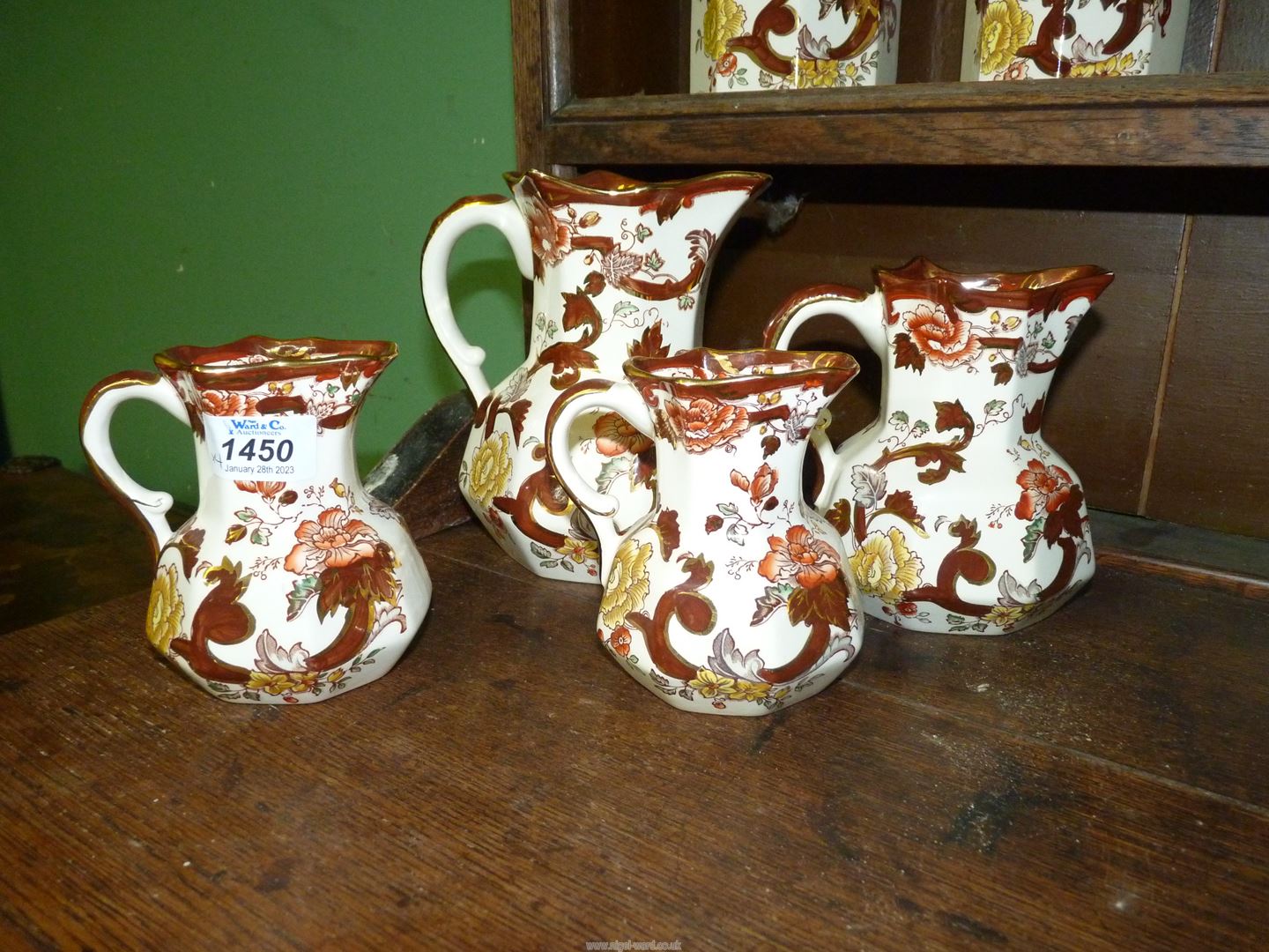 A set of four graduated Masons Brown Velvet jugs with octagonal bases. - Image 2 of 2