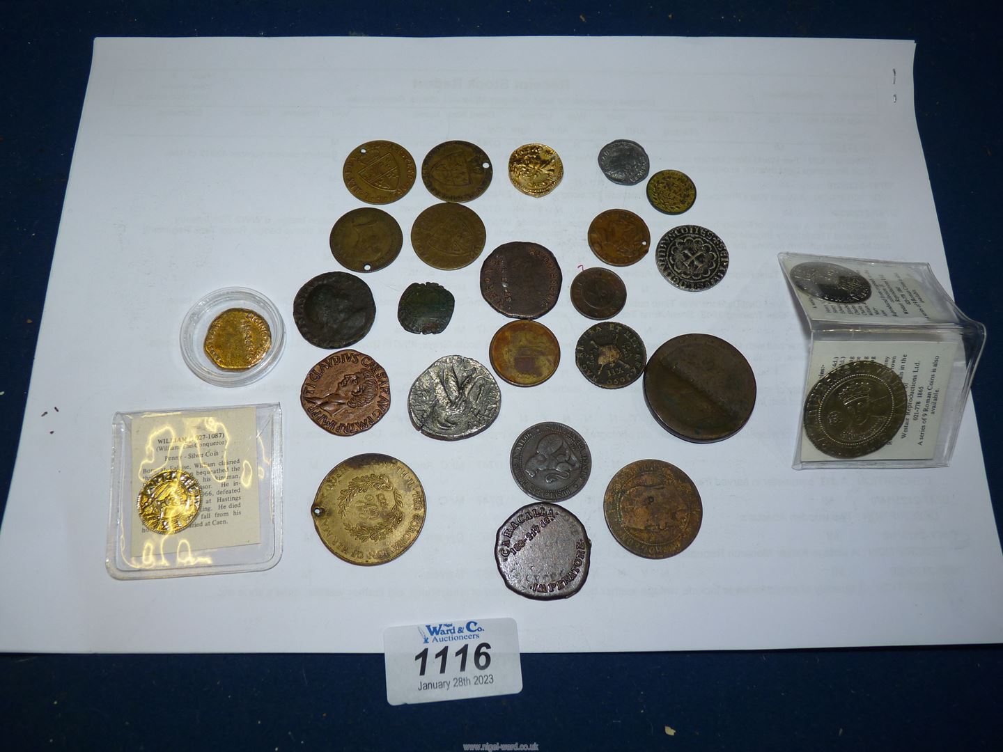 A quantity of old coins to include William the Conqueror silver penny, Edward VI silver shilling,