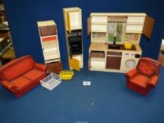 A quantity of Sindy furniture including sink unit, refrigerator,