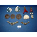 A quantity of horse harness decoration including nose brasses,