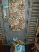 A pair of Sanderson style lined Curtains with repeated pattern of exotic flowers in a vase on a