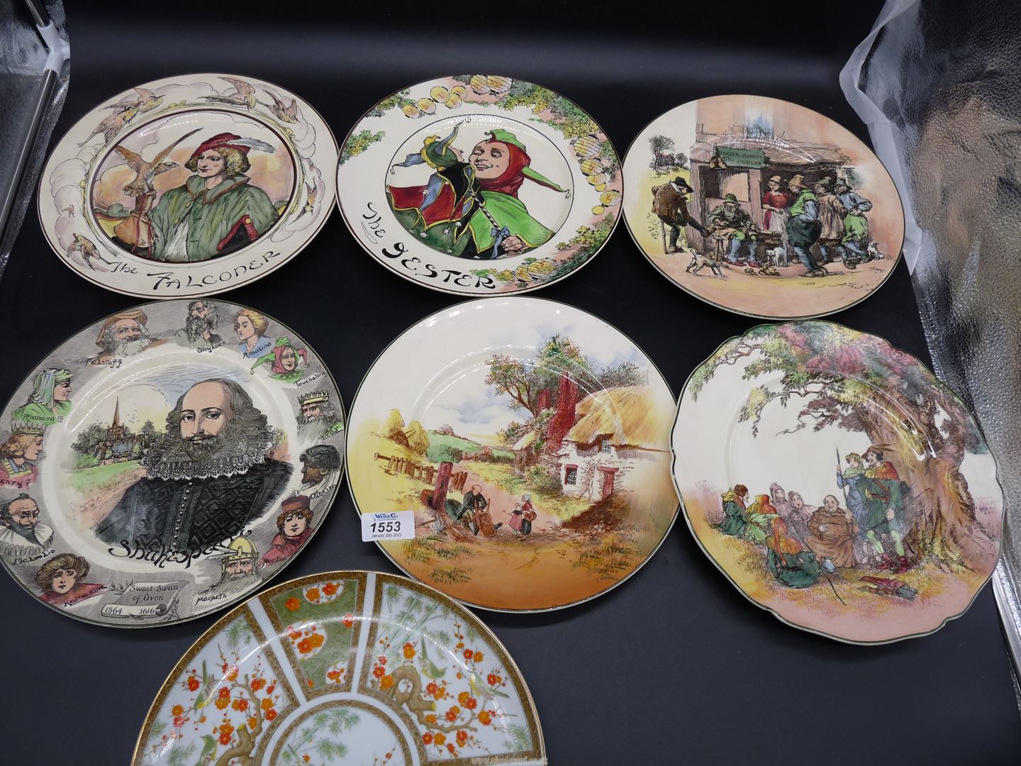 A quantity of Royal Doulton plates to include; Rustic England, Roger Solem Cobber, Shakespeare,