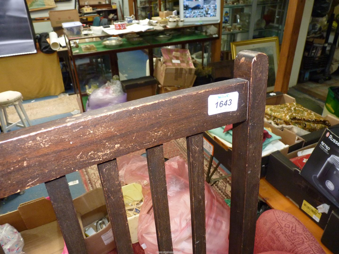 A Mahogany framed bedroom Chair having a pink striped upholstered seat. - Image 2 of 2