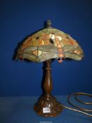 A Tiffany style lamp with 'Dragonfly' glass shade, 17'' tall.
