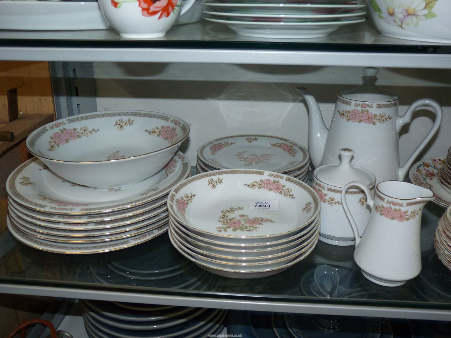 A quantity of Crown Ming dinner and coffee ware including six each dinner, side plates and bowls,