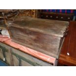 An early Victorian Pine Blanket Chest with forge made ironwork, 36 1/2'' x 18 5/8'' x 15'' high,