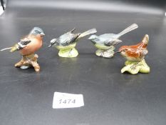 Four Beswick birds; two Grey Wagtails (one having a matt finish), wren and a Chaffinch.