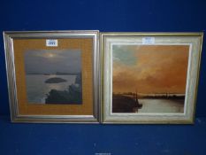 A framed Oil on board labelled verso 'Rocks on Anglesey' by David Woodhead along with a framed Oil
