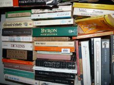 A box of paperback books including Burns, Byron.