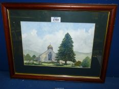 A framed and mounted Watercolour titled 'Brinsop Church, Herefordshire',