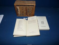 A wooden box and contents of eight volumes of Sharp's British Theatre (1805) including 'The Grecian
