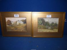 A pair of framed and mounted Watercolours written verso 'Glimpse of Stretton Grandison Church and