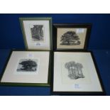 Four framed and mounted Etchings to include 'Salter's Tree' no 15/50,