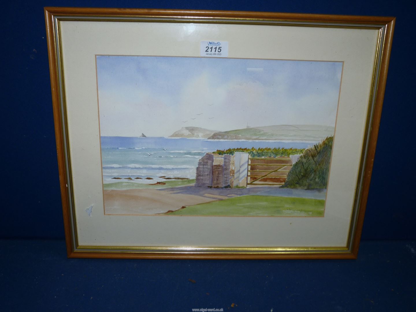 A framed and mounted Watercolour labelled verso 'Chair Cove Treyarnon', dated 14th Nov '89,