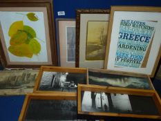 A quantity of Prints to include Hay Festival advert, river landscape, sailing boat, leaves etc.