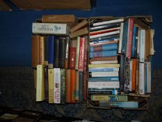 Two boxes of books including 'Young Stalin', 'The Walking Dead',