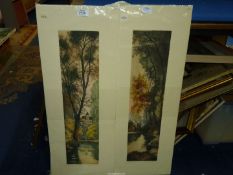 A pair of unframed Lithographs titled 'Le Chateau' and 'Soir', indistinctly signed.