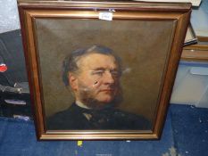 A famed Oil on canvas depicting a Portrait of a Gentleman a/f, no visible signature, 20" x 21 1/2".