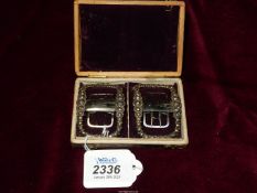 A cased pair of 18th c. silver Shoe Buckles.