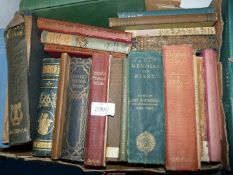 A small box of books including 'Pepys Memoirs and Diary', 'Cowpers Poetical Works',
