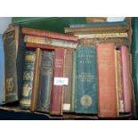 A small box of books including 'Pepys Memoirs and Diary', 'Cowpers Poetical Works',