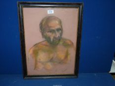 A signed watercolour of a bare chested man.