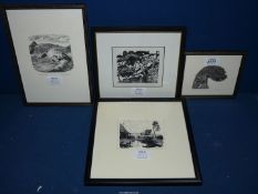 Four framed limited edition Engravings to include 'Scow Frank Juniper' no 31/45 by K.M.