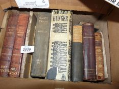 Two boxes of books including 'Self Help' by Samuel Smiles, 'Paradise Lost' by John Milton,