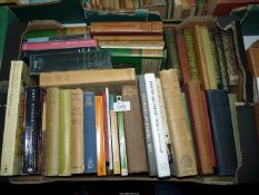 A box of books including 'Works of Robert Browning', Ben Johnson: The Alchenist,