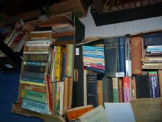 Two boxes of books including 'The Oxford Book of English Prose', 'Modern English Usage',