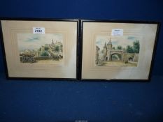 A pair of Watercolours 'Les Ramparts' and 'La Porte St. Louis', both signed G.A.