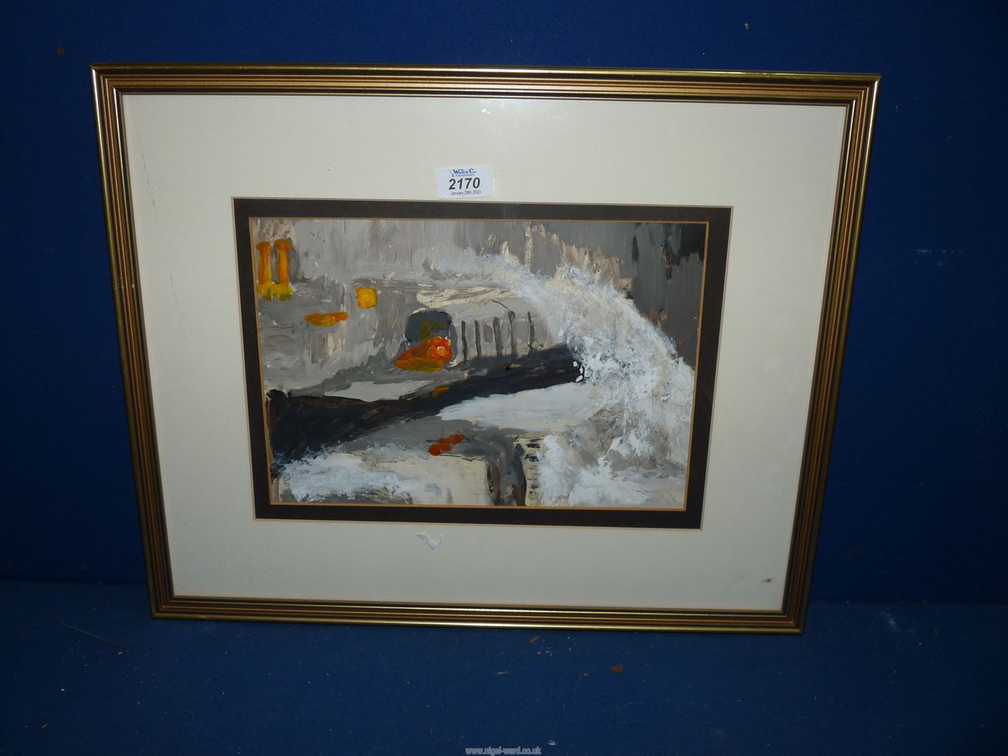 A framed and mounted Acrylic painting titled verso 'Storm at Dawlish' by M. Sixsmith.