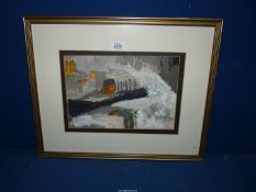 A framed and mounted Acrylic painting titled verso 'Storm at Dawlish' by M. Sixsmith.