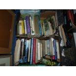 Two boxes of books including gardening, English Cathedrals, Great British Journeys,