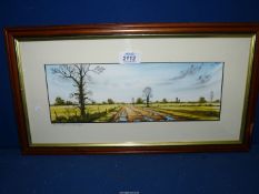 A framed and mounted Watercolour titled 'Farm Track Nr.
