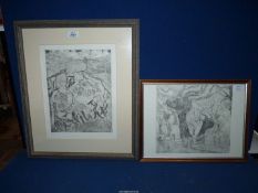 Two framed and mounted Lithographs 'Alders' and 'The Wild Wood',