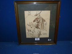 A framed and mounted caricature Watercolour 'Highland Ancestor' Sept 1900.