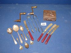 Various knives and spoons, mostly epns, plus two silver teaspoons (Sheffield),