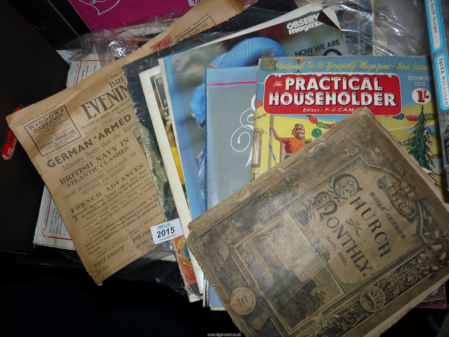 A quantity of newspapers and magazines including Evening Post, 1939, Practical Householder,1955,