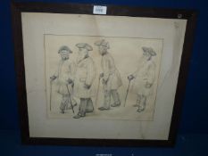 A wooden framed Pencil Sketch of Chelsea Pensioners.