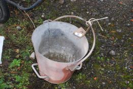 A galvanised fire bucket