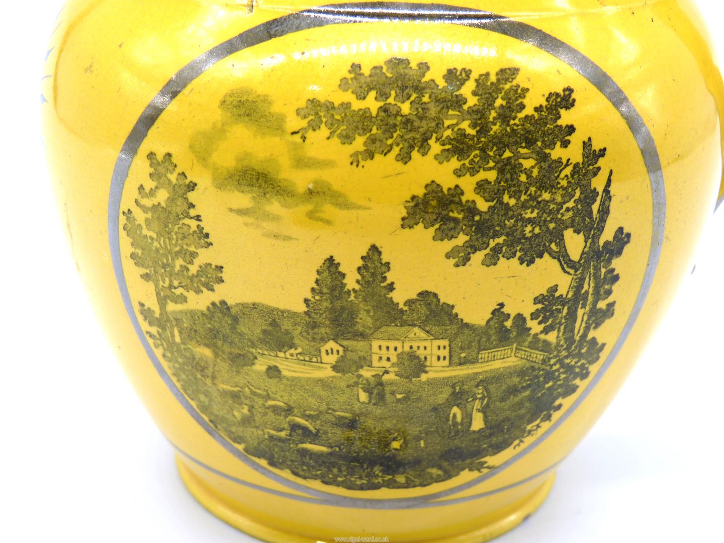 A rare yellow ground and silver resist earthenware jug, early 19th century, - Image 2 of 5